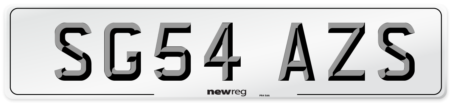SG54 AZS Number Plate from New Reg
